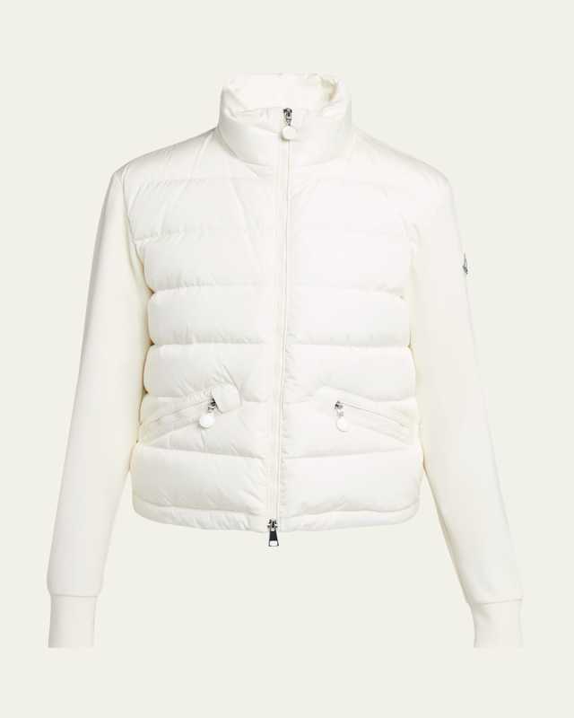 Quilted Nylon Zip-Up Cardigan